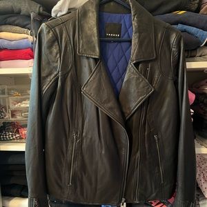 Black real leather motorcycle jacket